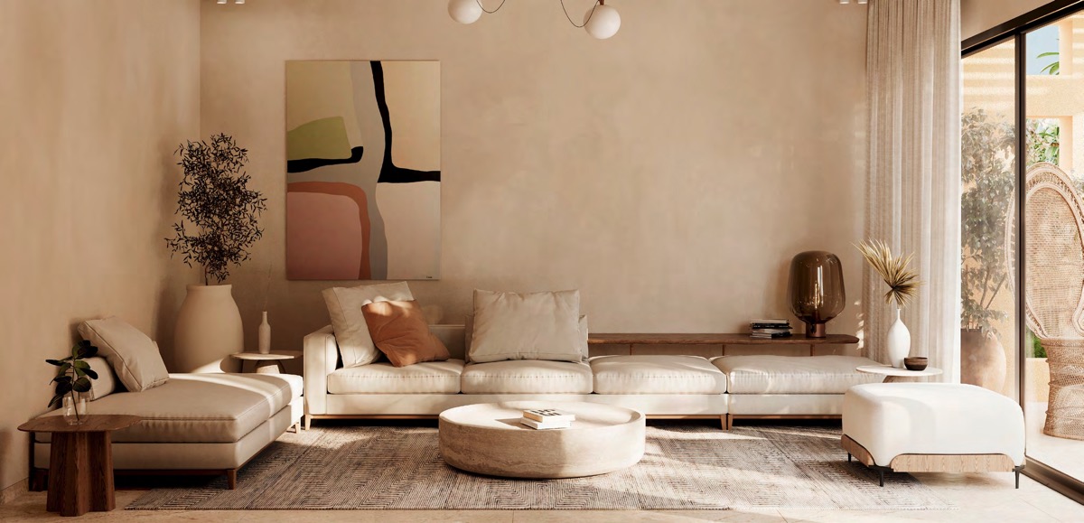 4 bed Tuban Island villa – illustrative living room interior
