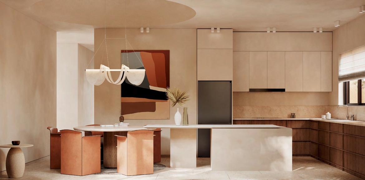 Tuban Islands villa illustrative kitchen and dining room