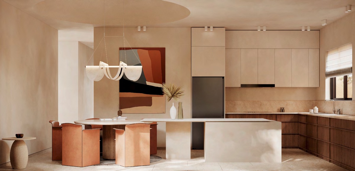 Tuban Islands villa illustrative kitchen and dining room