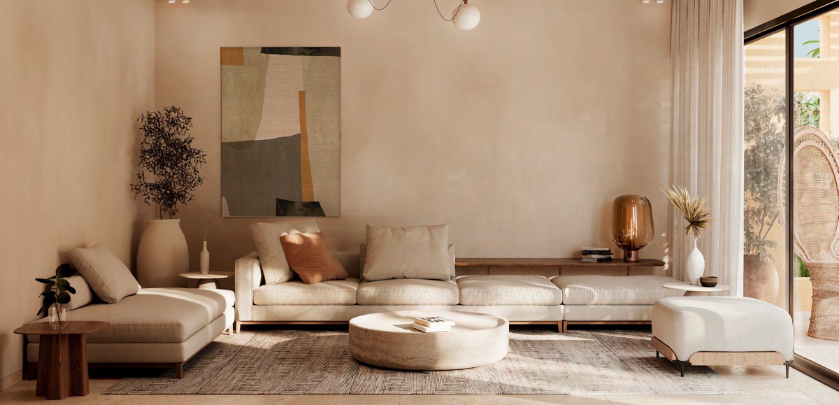 3 bed villa in Tuban Islands – illustrative living room interior