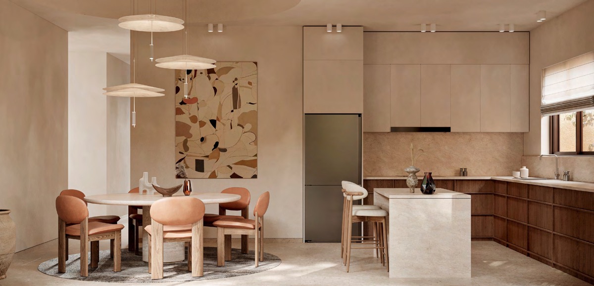 Tuban Islands villa illustrative kitchen and dining interior Tuban Islands villa illustrative kitchen and dining interior