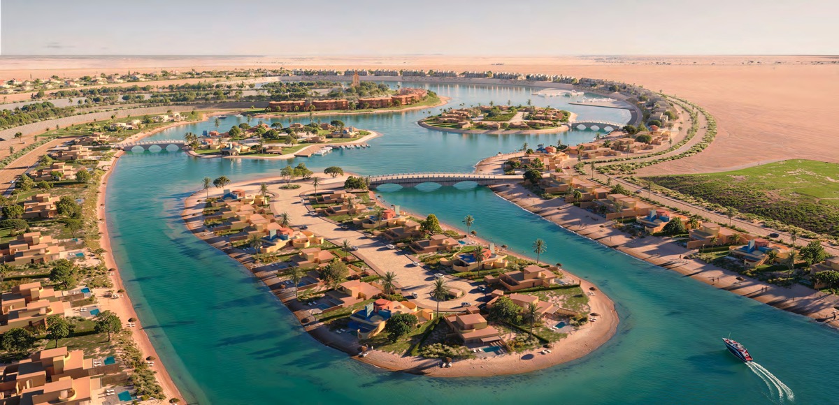 Tuban Islands El Gouna aerial island masterplan render Tuban Islands El Gouna aerial island masterplan render
