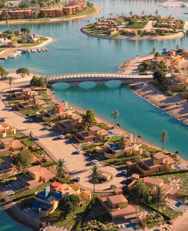 Tuban Islands El Gouna aerial waterfront view