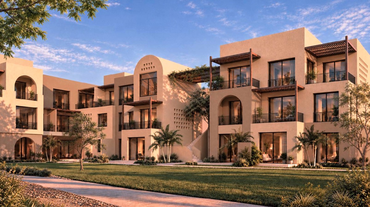 najan el gouna studio courtyard apartments and landscaped gardens rendering