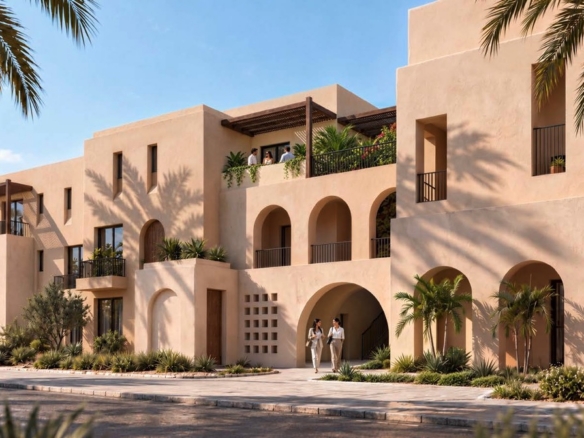 najan el gouna apartment arched village architecture rendering