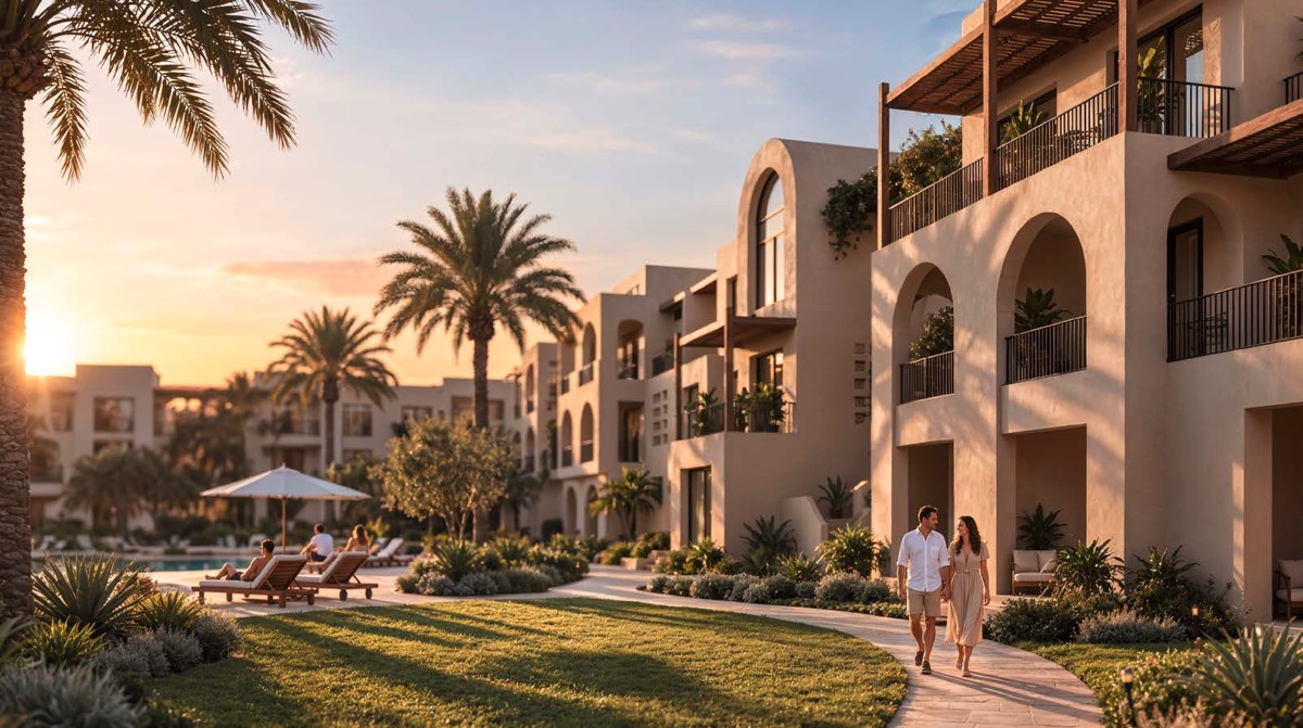 Najan El Gouna 3 bed apartment village homes and landscaped courtyard architectural rendering