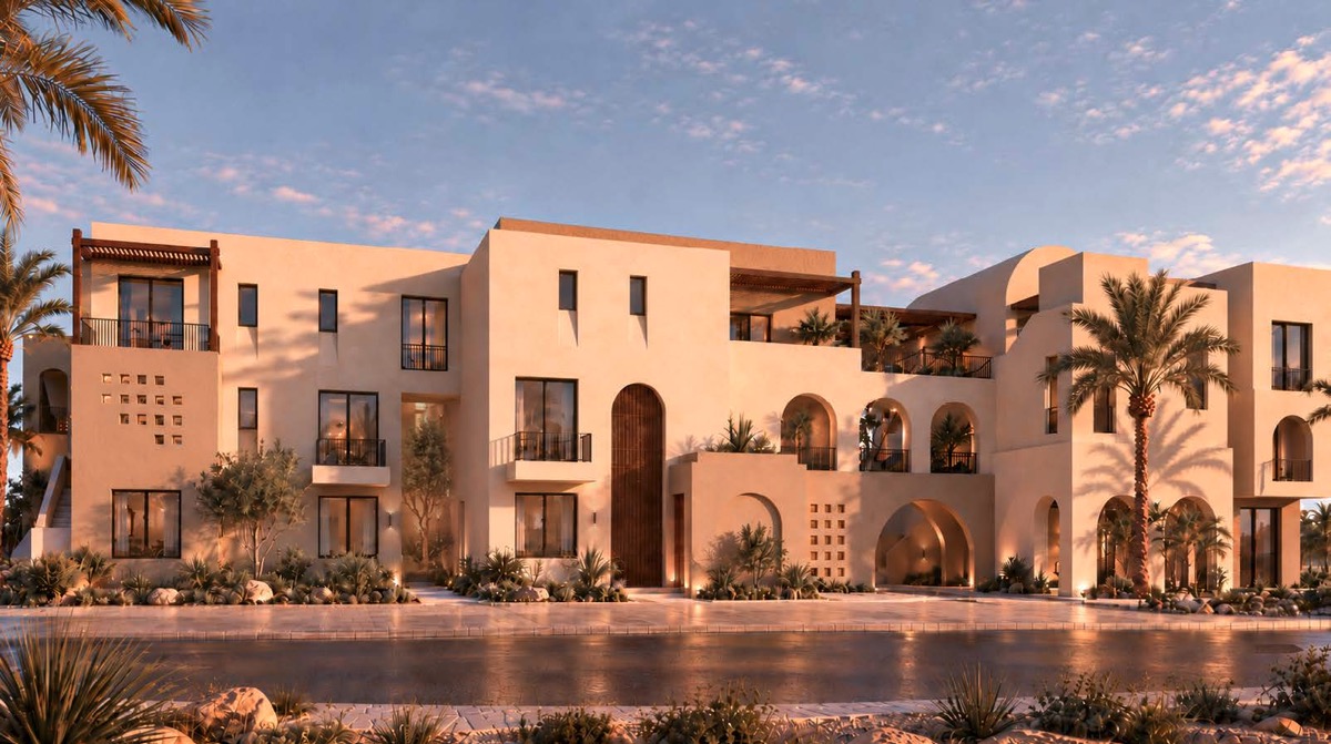najan el gouna apartments sandy pools and low-rise homes rendering