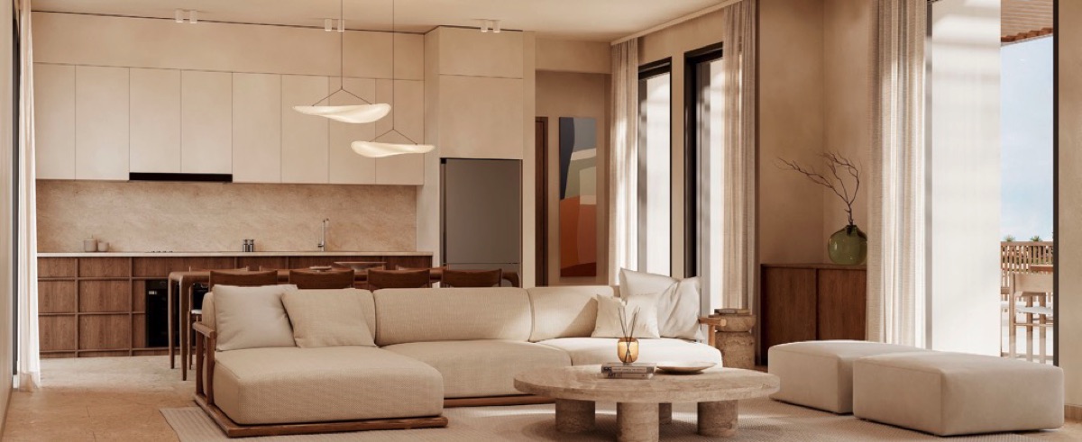 Tuban apartments for sale – illustrative open-plan living and dining interior