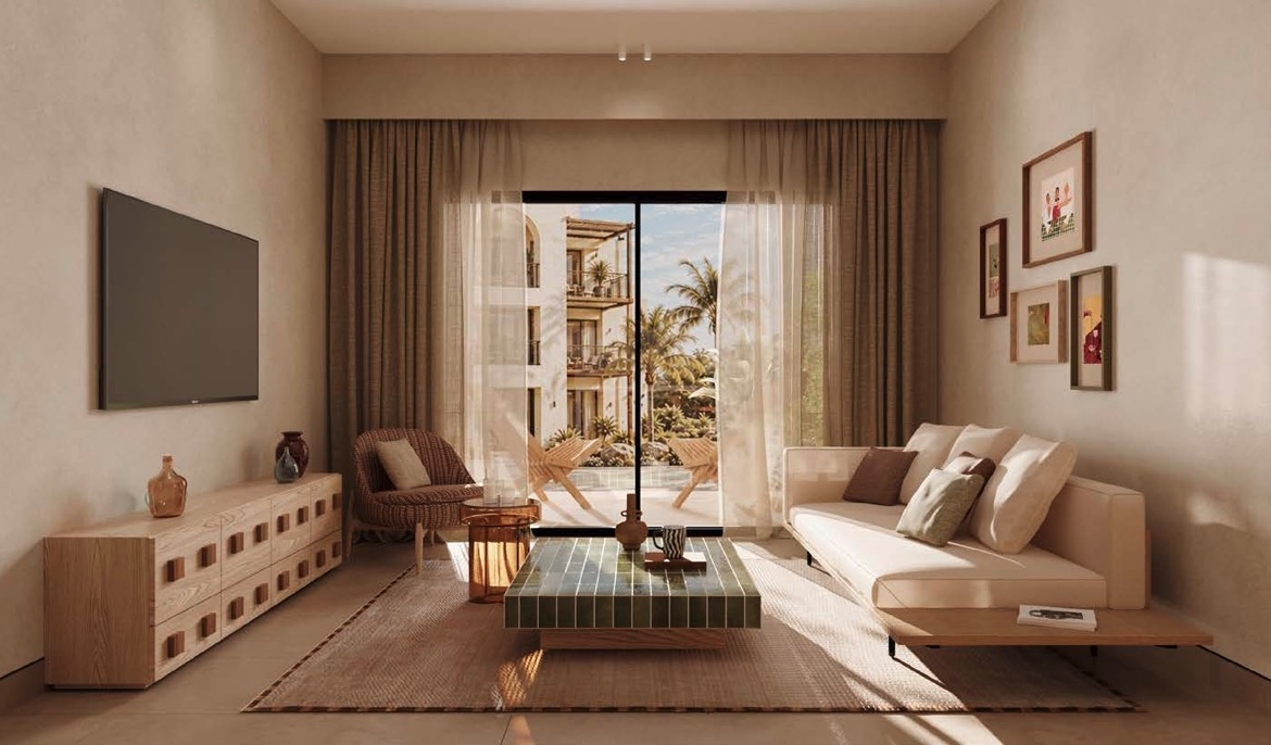 Najan El Gouna living room opening onto a terrace rendering