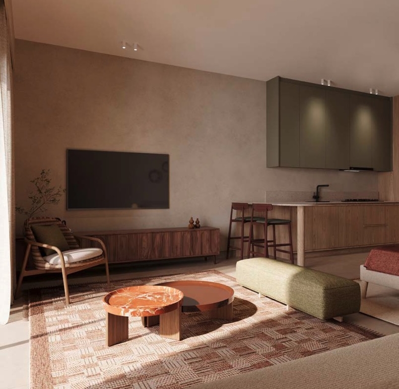 Najan El Gouna contemporary living room interior rendering