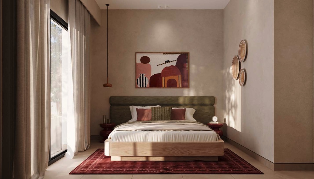 Najan El Gouna bedroom with garden-facing doors rendering