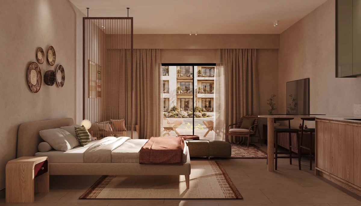 Najan El Gouna spacious bedroom interior rendering
