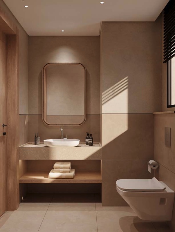 Najan El Gouna guest bathroom interior rendering